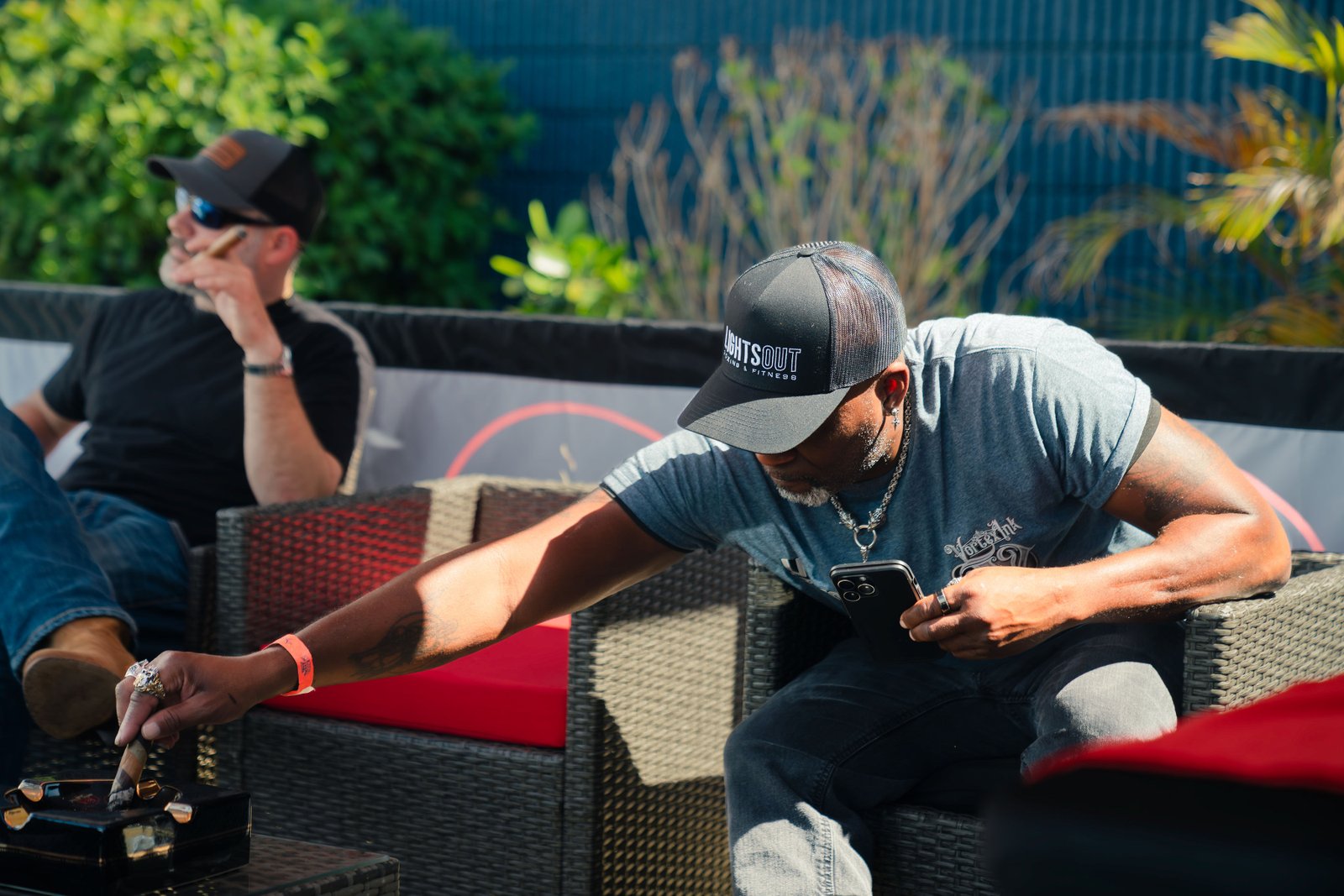Upscale outdoor cigar lounge for weddings and corporate events